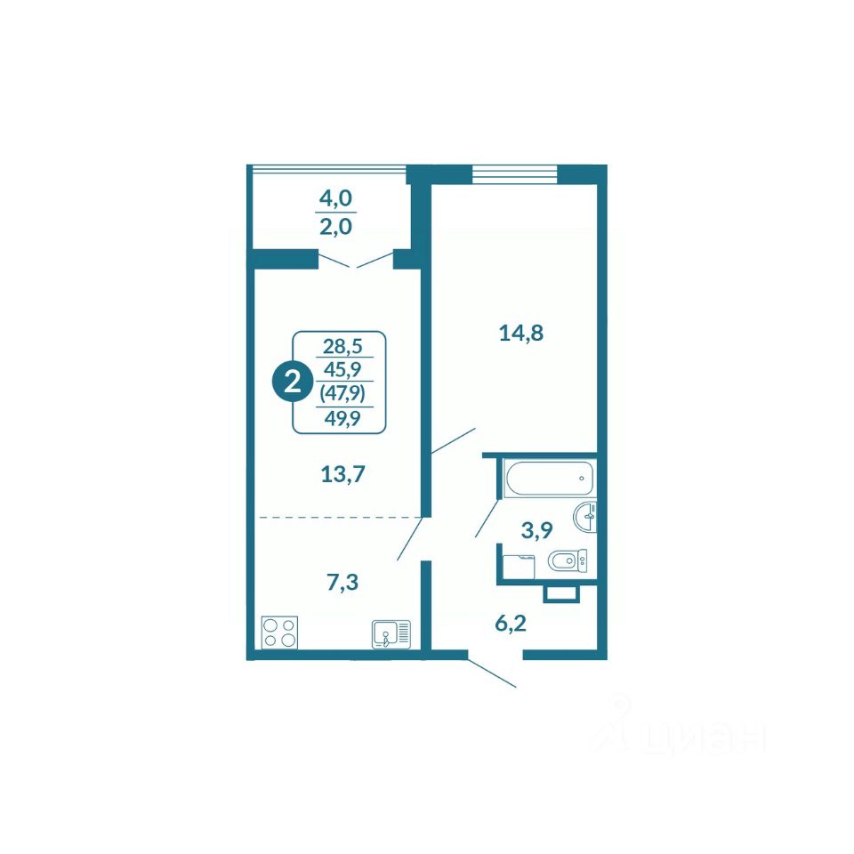 планировка квартиры 50 м2